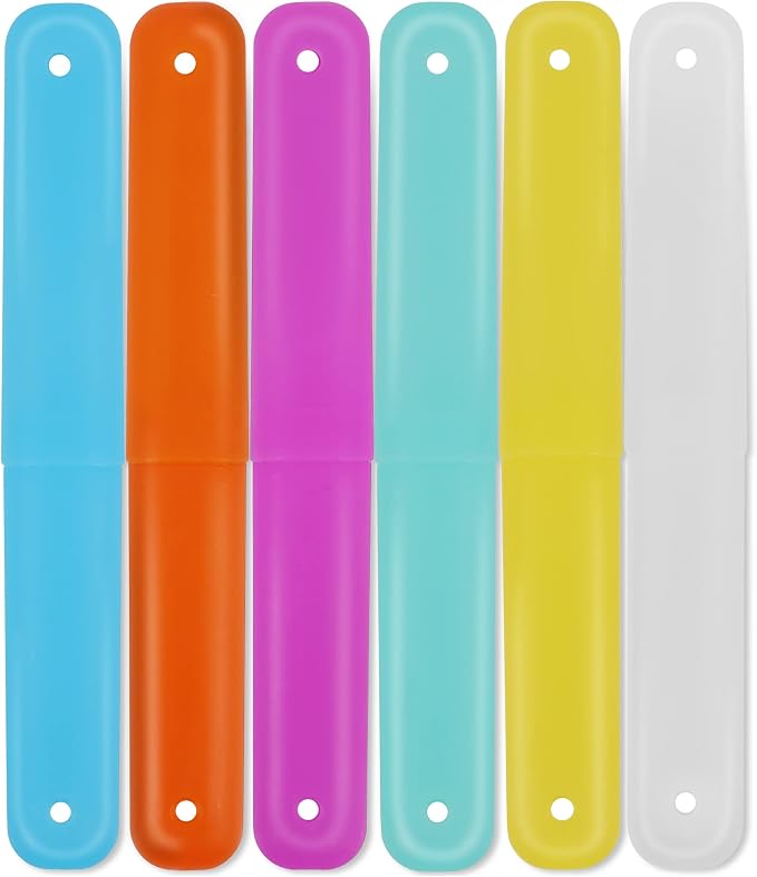 Cllayees 6 Pcs Travel Toothbrush Case Holder, Breathable Portable Toothbrush Container, Multiple Color Clear Toothbrush Holder for Home Trip Camping by Cllayees