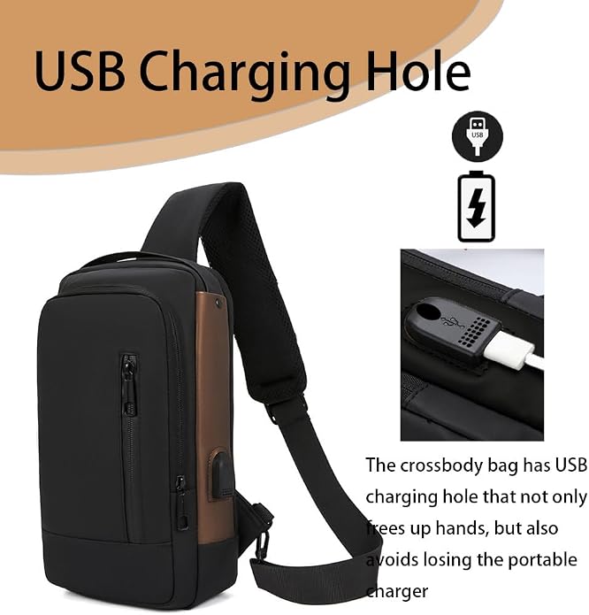 Travel Sling Bag Waterproof Crossbody Bag with Combination Lock Anti-Theft PU Leather Chest Bag - Image 6