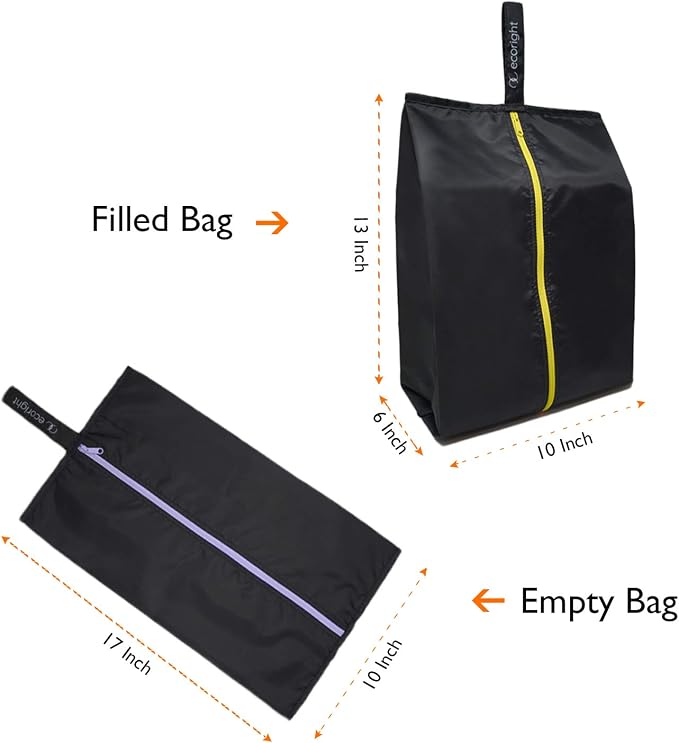Ecoright Shoe Bags for Travel, Set of 2, 100% Recycled Water-Resistant Zipper Pouch Bags, Shoe Bags for Storage, Travel Essentials for Men & Women - Image 3