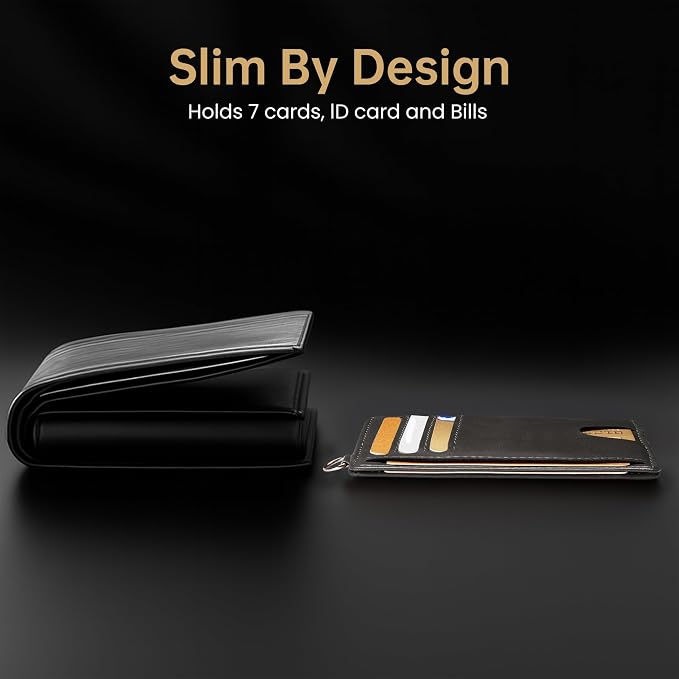 Mayski Slim Wallet, Credit Card Holder for Women, Minimalist Front Pocket RFID Blocking Card Cases, Small Wallet Women Men(Oiled Wax Grey) - Image 9