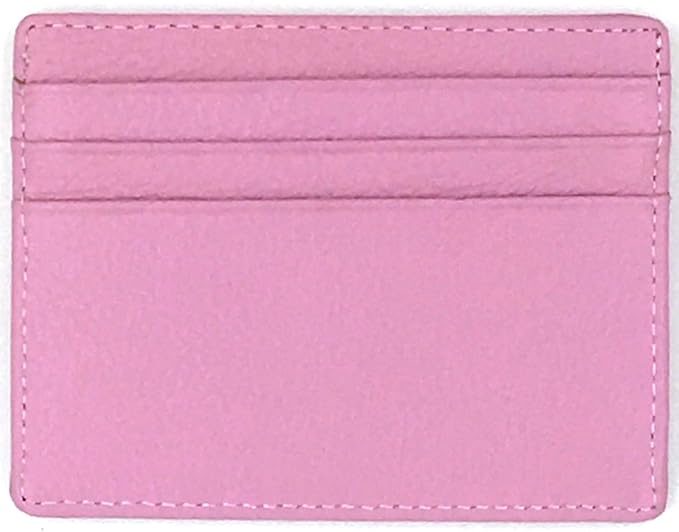 RFID Protect Slim Minimalist Pocket Leather Wallet Card Holder - Pink - Image 2