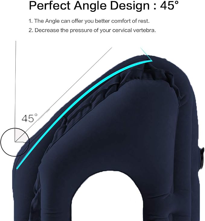 Inflatable Travel Pillow for Airplane, Inflatable Neck Air Pillow for Sleeping(Blue) - Image 5