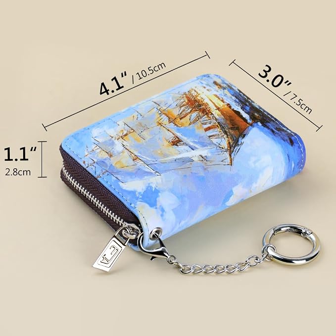 FurArt Zipper Wallet Women RFID Credit Card Holder keychain Wallet | ID Window RFID Blocking Compact Small business 15/16 slots - Image 6