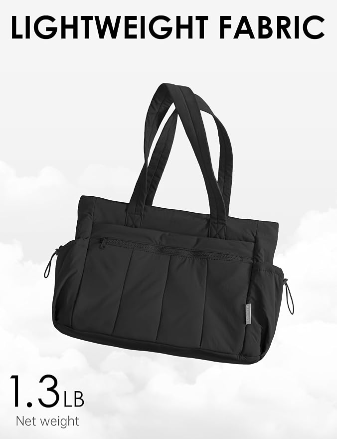 Tote Bag for Women, Lightweight Large Puffer Bag, Quilted Shoulder Purses Handbags for Travel Work - Image 4