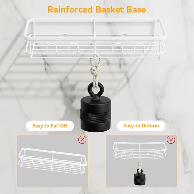 Adhesive Shower Caddy, Large Capacity Shower Racks for Inside Shower, No Drill Bathroom Shower Organizer and Storage, 2 Pack White Bathroom Shelves, Home Decor Rv Accessories, Apartment - Image 7