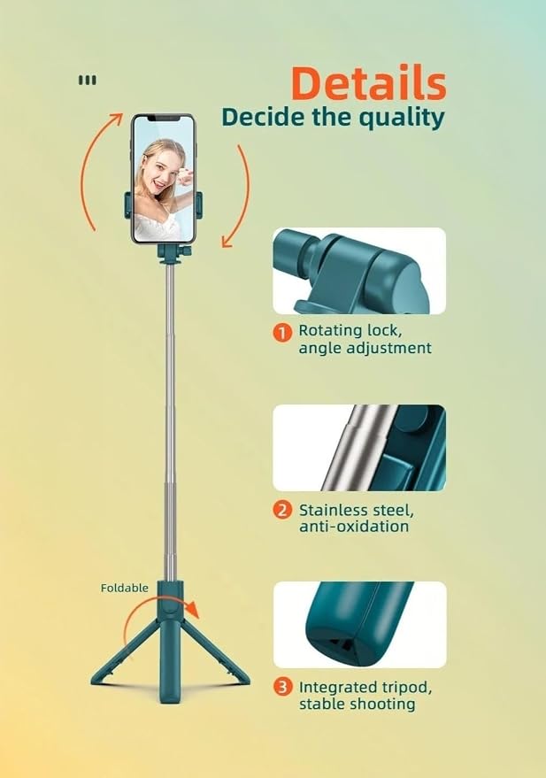 XIHAMA Selfie Stick Tripod,3 in 1 Extendable Selfie Stick with Wireless Remote,Portable Phone Tripod Stand Compatible with iPhone16 15 14,Samsung Smartphone and More - Image 5