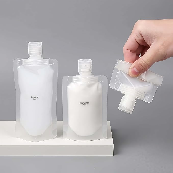 Travel Pouches for Toiletries, 10 Pack Portable Containers, Stand Up Pouch, Refillable Travel Accessories for Shampoo Conditioner, 50ML/1.7OZ, PET Plastic Material - Image 4
