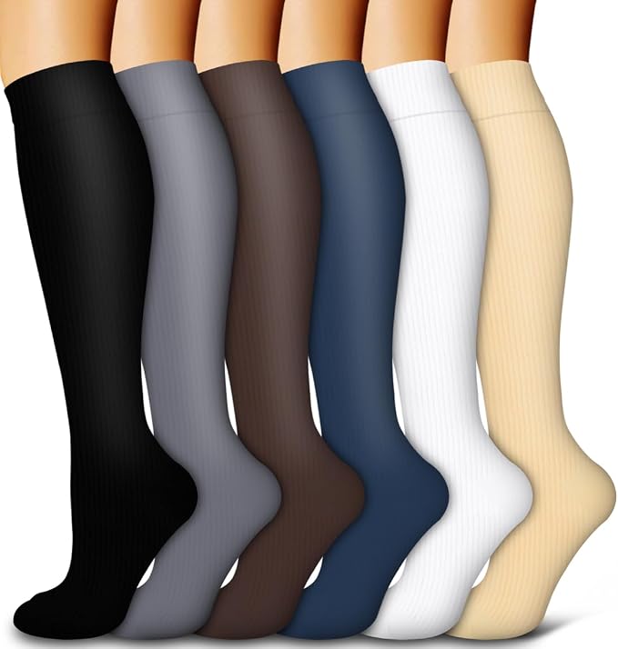 6 Pack Copper Compression Socks for Women and Men Circulation-Best Support for Medical,Running,Nursing,Athletic by Bluemaple