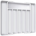 Aujen Silverware Drawer Organizer, Adjustable Utensil Cutlery Tray | Expandable Kitchen Organizer for Forks Knives, Multipurpose Kitchen Storage, Apartment Essentials, White, Large by AUJEN