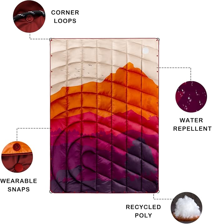Puffy Camping Blanket,Large Camp Blanket Outdoor Camping Quilt Waterproof | Lightweight Printed Warm Packable Down Alternative Blanket for Camping,Traveling, Stadium, Hiking, Picnics - Image 4