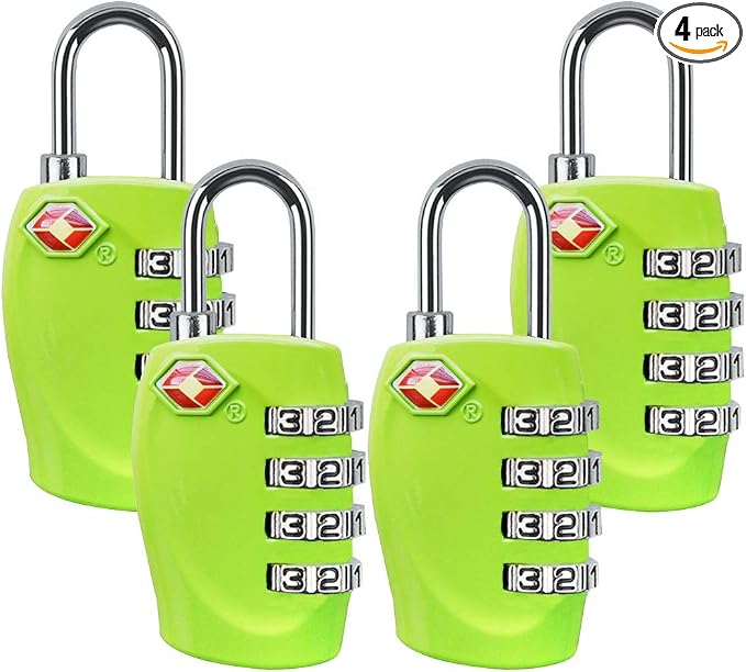 4 Dial Digit TSA Approved Travel Luggage Locks Combination for Suitcases (Green-4pack) by Zhovee