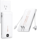 VEEKTOMX Portable Charger with Built-in Cables and AC Wall Plug, 10000mAh | Pocket-Size Travel Power Bank with USB-C and Micro-USB Cables for up to 4 Devices Including iPhone, iPad, Samsung and Kindle by VEEKTOMX