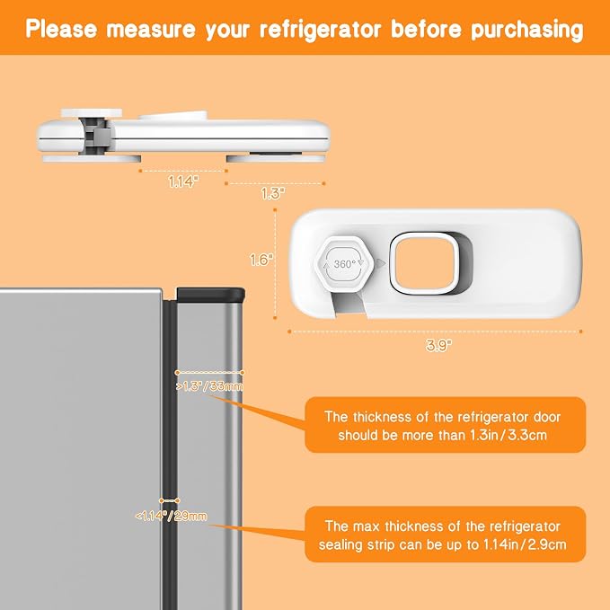 Baby Proofing Fridge Locks for Kids, 5 Pack Pet&Child Safety Refrigerator Lock for Kids, Child Proof Freezer Lock for Residential Garage Fridge or Camper RV Refrigerator, Fridge Door Latch, White - Image 8