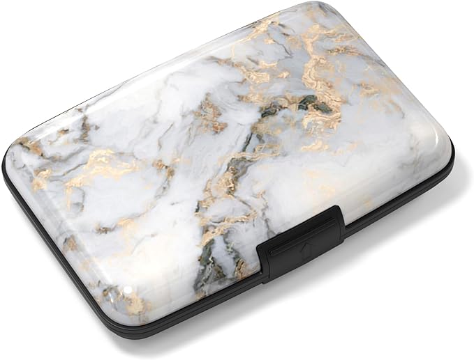 Rimilak Aluminuml Credit Card Holder,White Mable | Mini Credit Card Wallet RFID Blocking Slim Metal Hard Case for Women Men by Rimilak