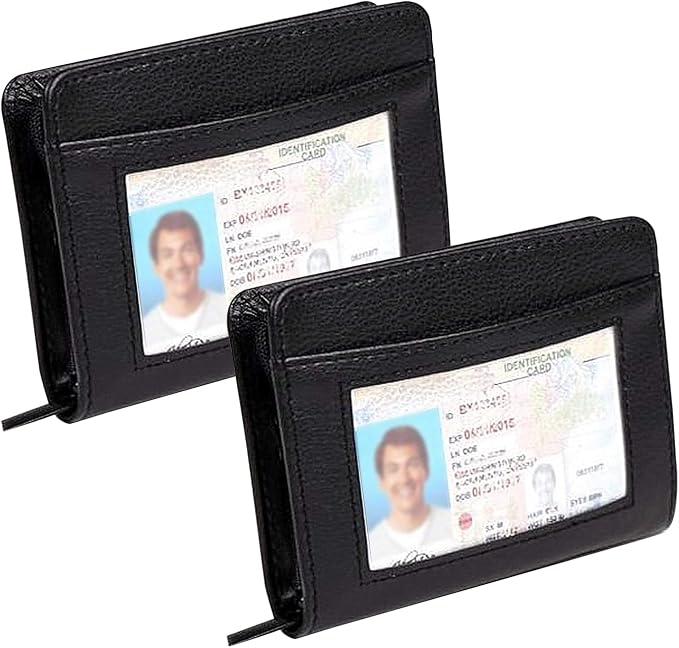 2 Pack Credit Card Holder Wallet RFID Blocking Leather Wallet for Men and Women with Zipper, Huge Storage Capacity,36 Slots by WelcometoPaddsun