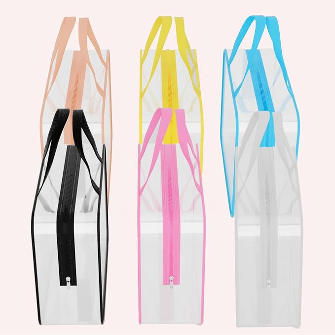 6 Pack Toiletry Bag Makeup Bag Cosmetic Bag, TSA Approved Clear Travel Toiletry Bag wih Zippers, Quart Size Travel Makeup Cosmetic Bag for Women Men (Large-6 Color) - Image 2
