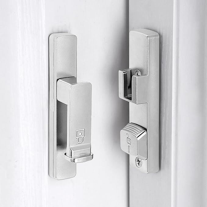 2 Packs Silvery 90 Degree Barn Door Lock,Flip Gate Latches Hardware | Zinc Alloy Door Lock,Right Angle Door Lock Latch,Sliding Door Latches,for bedroom,drawer,pet enclosures,cabinet,garage,window - Image 6