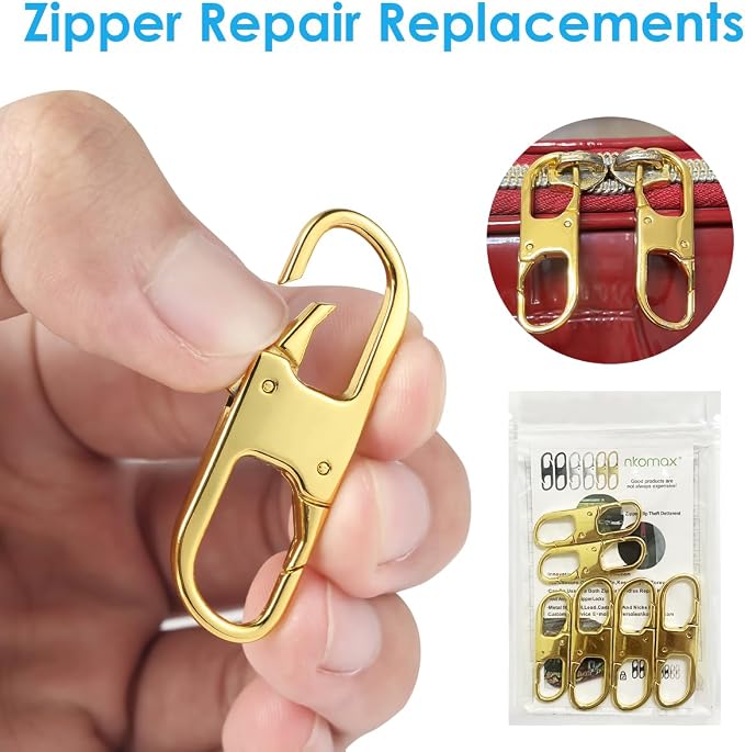 Anti Theft Zipper Lock- Backpack Zipper Lock Keep The Zipper Closed, Quick Disconnect Clip - Key Holder Add-on Accessory 6 PCS 2Sizes (Gold) - Image 3