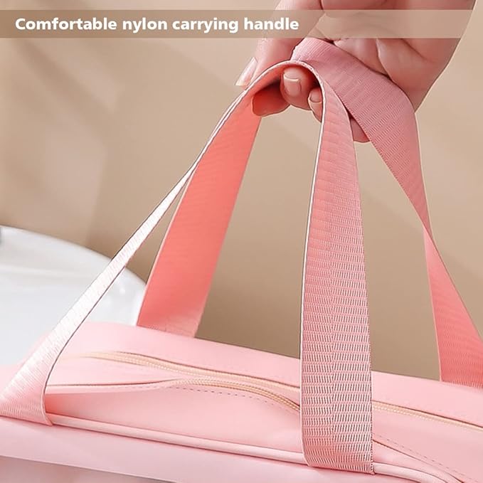 DAPOWER Travel Toiletry Bag for Women, Matte Translucent Toiletry Bag with Handy Handle, Makeup Cosmetic Organizer Bag for Travel Toiletries Accessories (Pink-XL) - Image 6