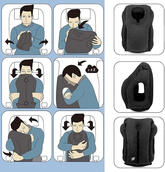Inflatable Travel Pillows for Airplane, Blow Up Neck Pillow for Sleeping, Airplane Travel Essentials for Long Flight Support Head, Neck and Lumbar, Used for Car/Bus/Train/Office Rest, Adults Kids - Image 7