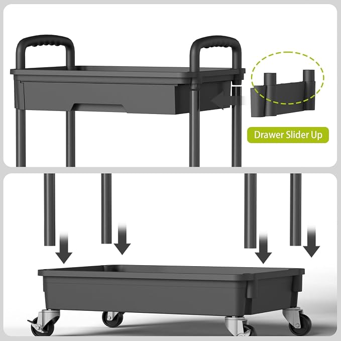 Sorgion 5 Tier Rolling Cart Organizer,Bathroom Cart Organizers with Wheels Laundry Room Organization Mobile Shelving Unit Utility Cart Storage Shelves Multi-Functional for Office, Home(Black) - Image 5