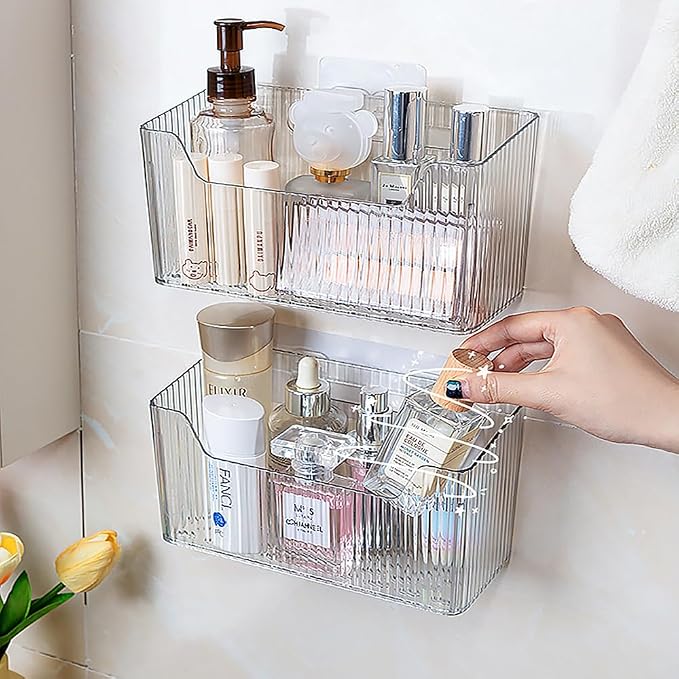 2PCS Cabinet Door Organizer,Self Adhesive Kitchen Cabinet Organizer,Cabinet Door Storage Box for Bathroom/Kitchen/Living room,Storage shelf rv must haves. (transparent) - Image 6