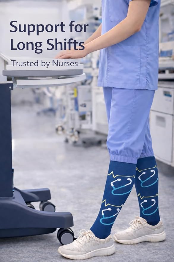 Aoliks Medical Compression Socks for Women & Men, Support Knee High Socks for Running,Nurses,Travel - Image 2