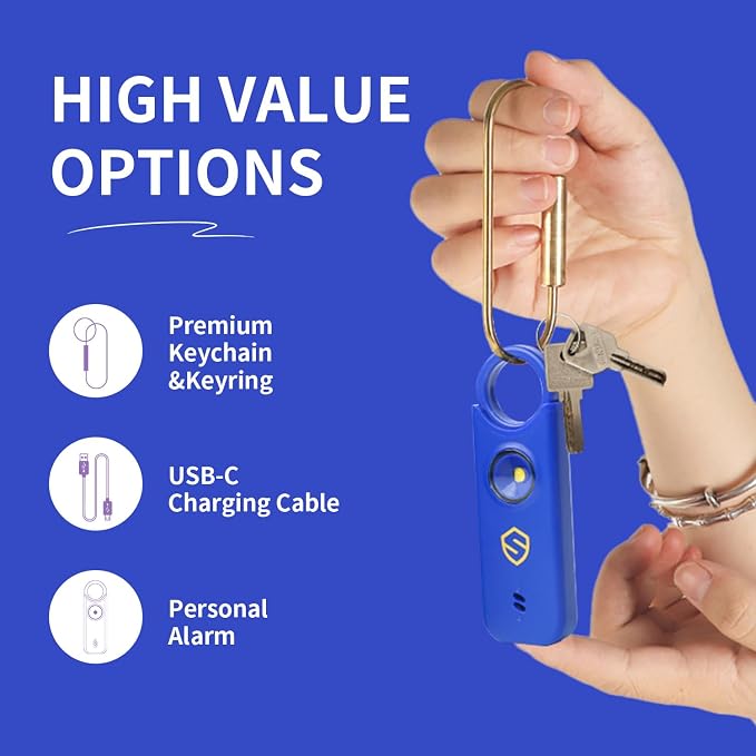 Personal Alarm for Women, Men, Kids, Elderly, Self Defense - Designed by Women 140DB Extra Speakers Alarm with Strobe Light, Rechargeable, Safety Alarms and Premium Keychain (Klein Blue) - Image 2