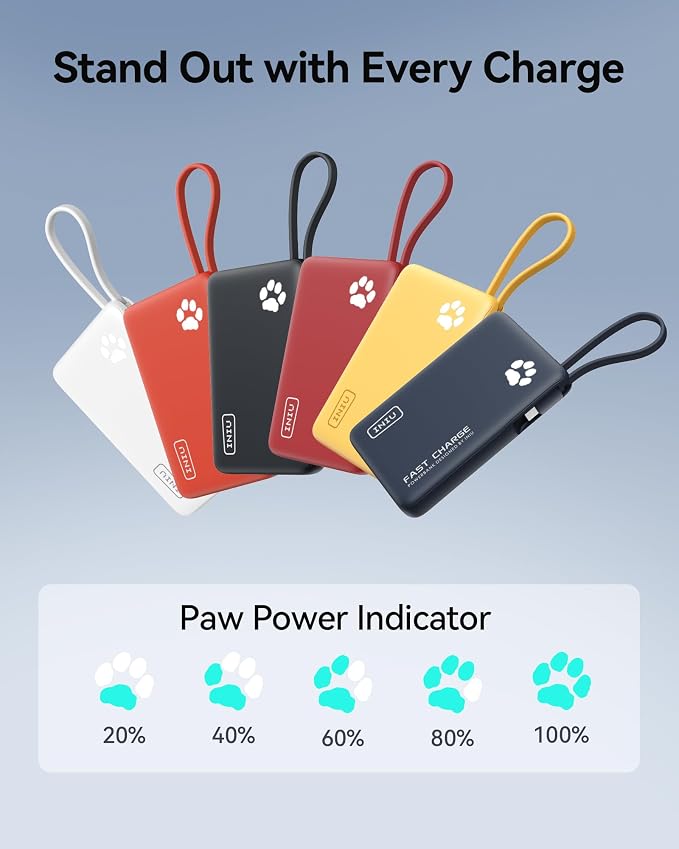INIU 45W Fast Charging Tablet Portable Charger, Smaller 10000mAh Power Bank | Flight-Safe, Built-in USB C Cable, Flashlight, Battery Phone Pack for Tablet, iPad, iPhone 17 16, Samsung S26 etc, Red - Image 3