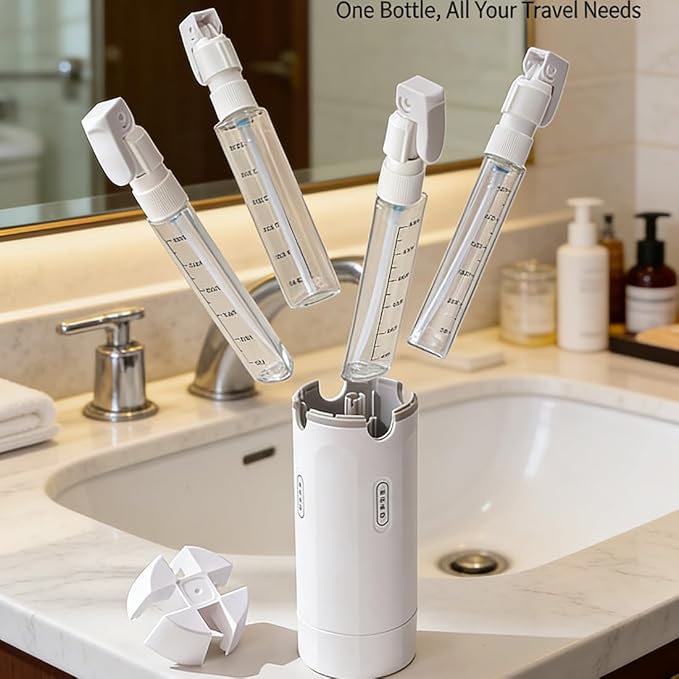 4-in-1 30ML Travel Size Dispenser Toiletries Bottles Set, Leak-Proof Refillable Containers Dispensers Labels Portable Toiletry Organizer Cup for Shampoo, Lotion, Soap Travel Essentials - Image 2