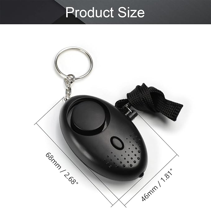 Othmro 2Pcs 120DB Personal Security Alarm Keychains Safe Sound Personal Alarms Emergency Safety Alarm Keychains with LED Lights for Women Men Children Elderly Bags Backpacks Suitcases Black - Image 2
