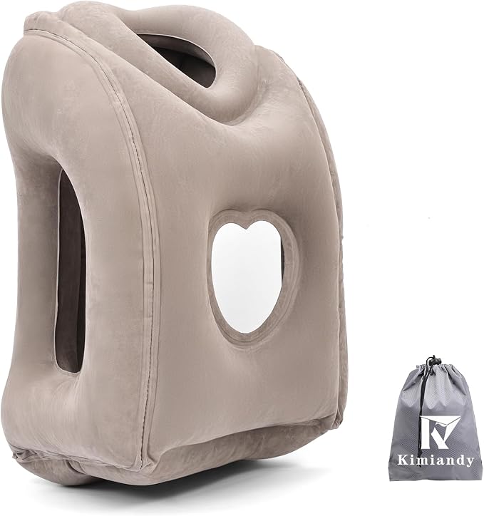 Upgraded Inflatable Travel Air Pillow for Sleeping to Avoid Neck and Shoulder Pain,21" H*12.6" W (Dark Grey, 21 x 12.6 x 12.6 inches) by Kimiandy