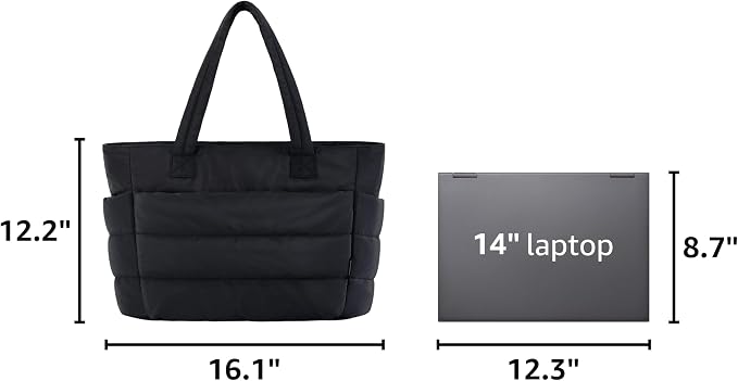 BAGSMART Tote Bag for Women, Lightweight Puffy Tote Bag with Compartments Shoulder Bag Handbag for Travel, Work, Gym | Lightweight - Image 3