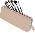 Travel Makeup Brush Holder, Silicone Makeup Brush Bag with Zipper Closure, Makeup Brushes Organizer Case Washable Makeup Pouch Holder Case for Daily, Work, Essentials（Khaki） by Sakolla