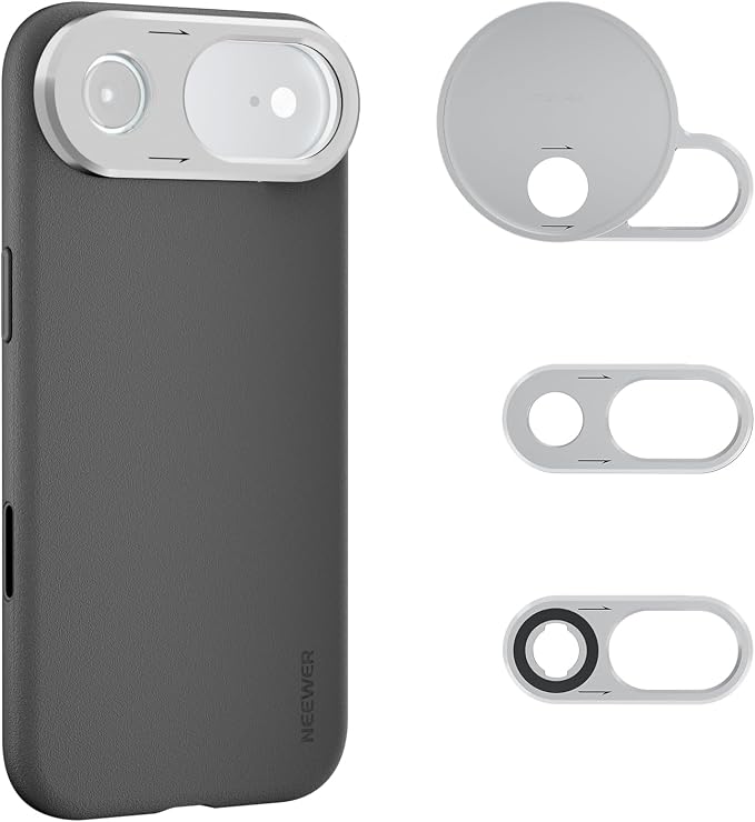 NEEWER Phone Case for Air Only, Modular Protective TPU/PC Phone Cover with 67mm Filter Ring, 17mm Lens Backplate, T Mount Lens Adapter Compatible with Moment MagSafe iPhone Air, PA162 (Black + Silver) by Neewer