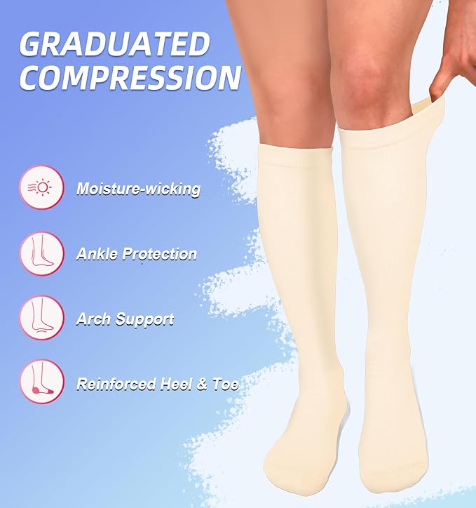 Compression Socks for Women & Men Circulation (4 Pairs) 15-20 mmHg is Best Support for Nurses Running Hiking Travel - Image 5