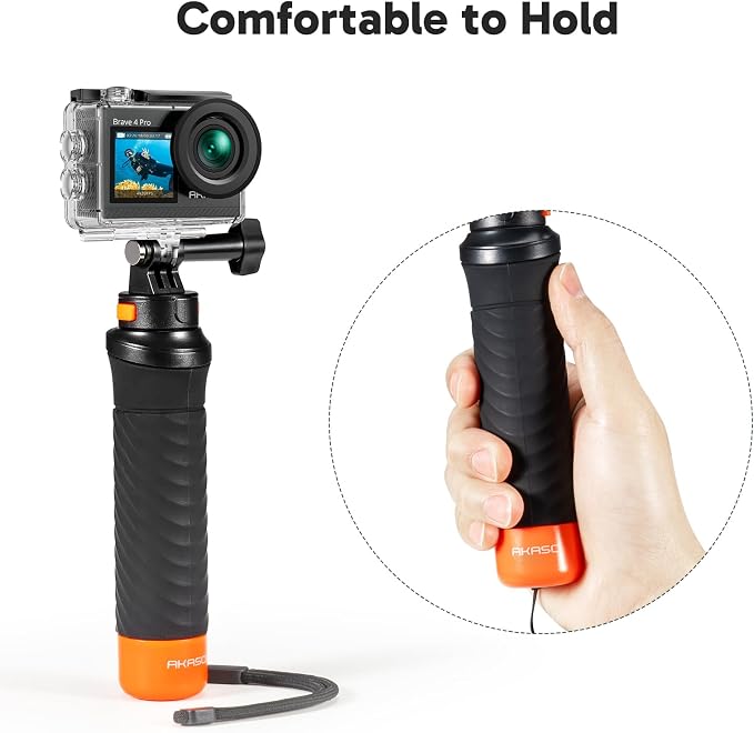 AKASO Brave 4 Pro Action Camera with Floating Hand Grip Carrying Bag Bundle | 131FT Underwater Waterproof Camera 20MP EIS Touch Screen WiFi 5X Zoom with 2x1350mAh Batteries and Helmet Accessories Kit - Image 8