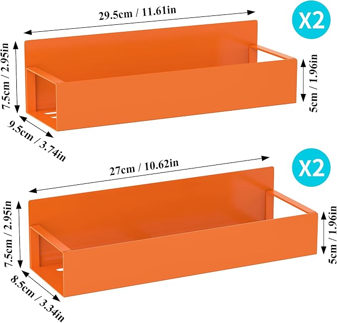 HuggieGems Metal Magnetic Spice Rack for Refrigerator Orange, 4 Pack | Magnetic Shelves Heavy Duty for Fridge in Kitchen, Seasoning Storage Organizer, For Oven Washer and Dryer, For Heavier Items - Image 7