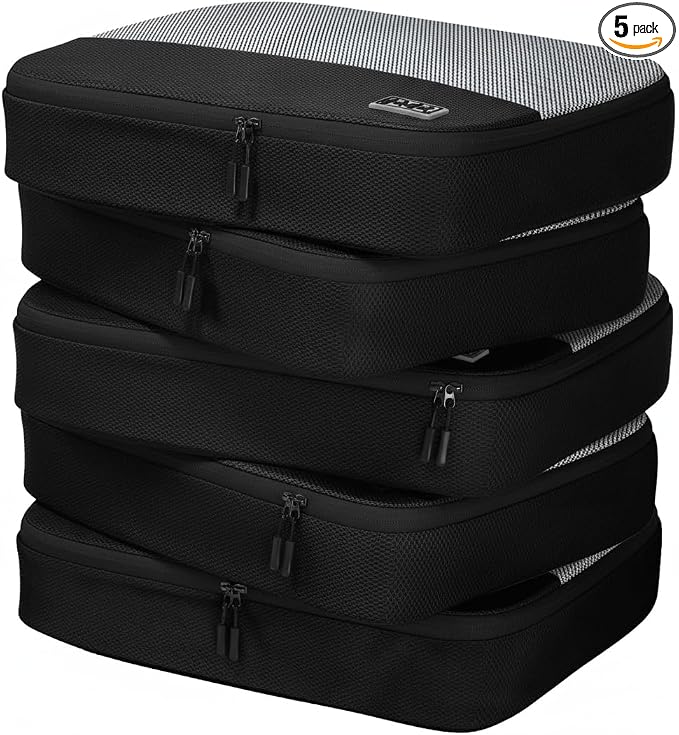 Large Packing Cubes for Travel - 5pc Packing Cubes for Suitcases - Lightweight Luggage Organizer Bags (Non-Compression) by DotDot