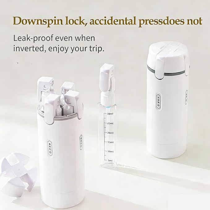4-in-1 Travel Dispenser Bottle, Travel Toiletry Containers, 30mL Bottles | 4 Refillable Travel Size Containers, Leakproof Pump Bottles for Shampoo, Lotion and Conditioner, TSA Travel Essentials - Image 6