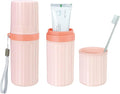 Mulbozy Travel Toothbrush Holder, Large Travel Toothbrush Cup Case, Portable Travel Toothbrush Toothpaste Makeup Storage for Business Trip Camping School - Pink by Mulbozy
