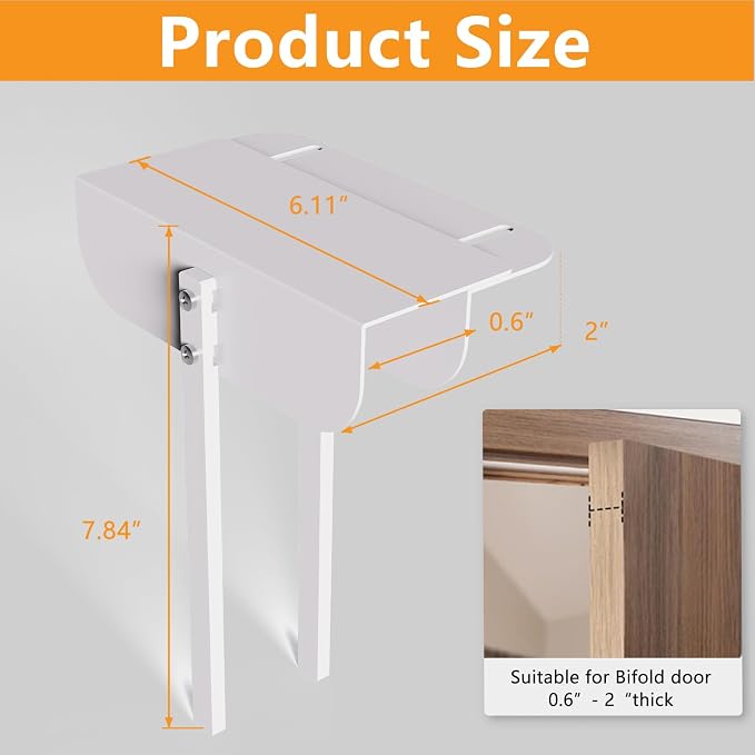 Adjustable Metal Bi-fold Door Lock, Keep Safety, White, 2 Pack | Bifold Door Lock Kit for 0.6-2 Inch Thick Doors, Protection Child and Pet Proof Bi-fold Door Lock for Closet Cabinet Pantry - Image 3