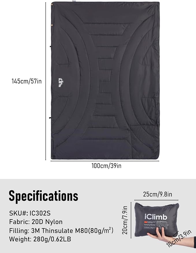 3M Thinsulate Insulation Warm Camping Blanket Ultralight Compact - Image 6