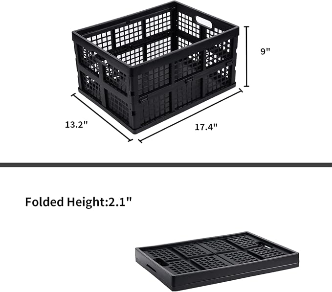 Aebeky 3-Pack Plastic Collapsible Storage Crates-30L,Foldable Plastic Crates for Storage (Black) - Image 3