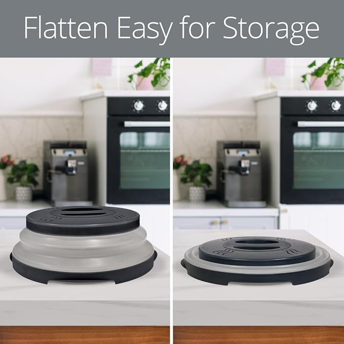 HOVER COVER Magnetic Microwave Splatter Cover - 12-Inch Collapsible - Black | High Power, Stronger Magnetic Grip, BPA-Free Lid, Vented Plate Guard with Steam Vents, Dishwasher Safe, Space-Saving Storage - Image 6