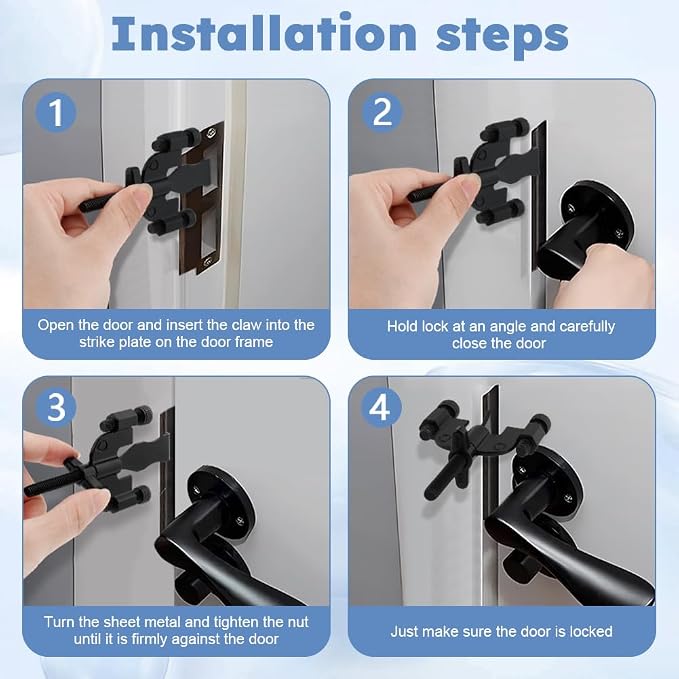 Portable Door Lock, Adjustable Door Lock, Door Lock Security Devices | Home Security Door Locker Travel Lockdown Locks for Additional Safety and Privacy Protion(3.8inch) - Image 8