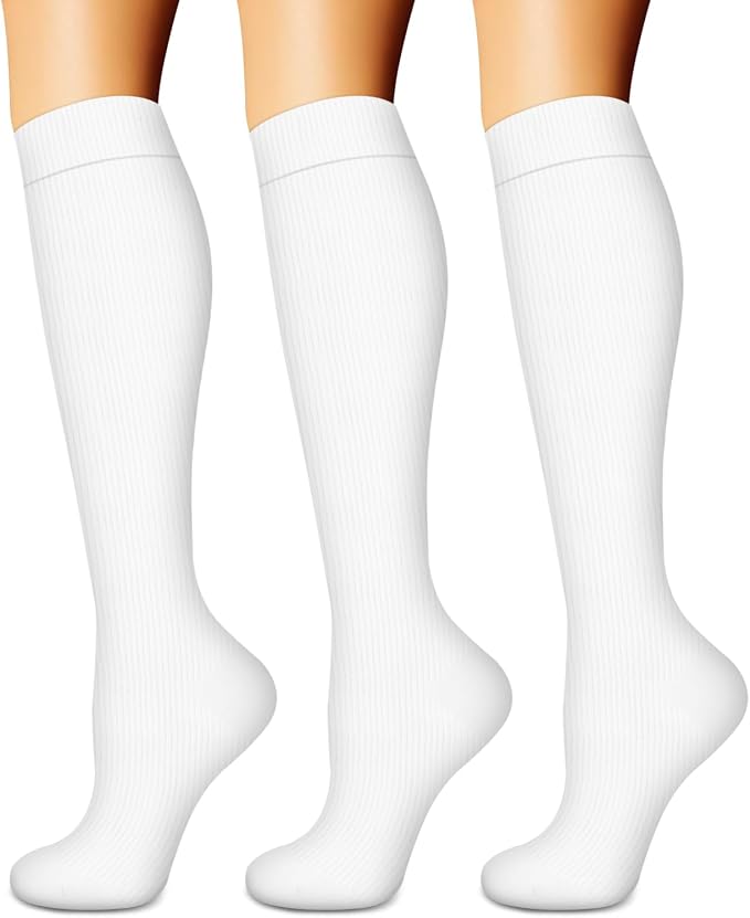 Compression Socks for Women & Men (3 pairs) - Best Support for Nurses, Running, Hiking, Recovery & Flight Socks by BLUEENJOY