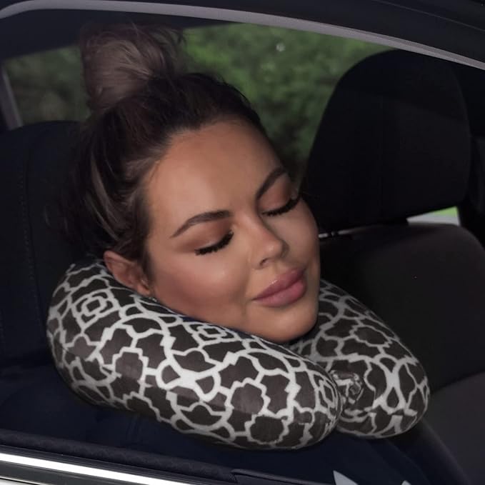Wolf Essentials Adult Cozy Soft Microfiber Neck Pillow for Travel – Compact, Machine Washable - Perfect for Airplane, Car, or Home Use - Filled and Finished in the USA – Charcoal Trellis - Image 5