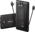 Portable Charger Power Bank Built in Cables and Wall Plug, 10000mAh iPhone Battery Pack Fast Charging, USB C External Slim Power Bank, Travel Essentials Compatible with iPhone 17 16 15 14 iPad, Black by VEEKTOMX