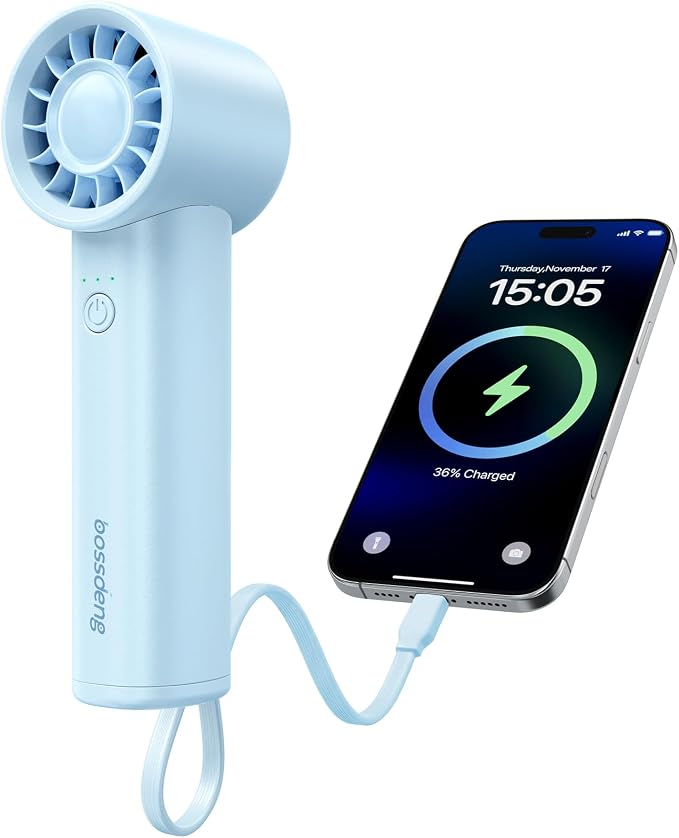 Portable Fan with Power Bank & Flashlight-Blue | 6.5H Max Cooling,USB-C Rechargeable,Mini Fan for Outdoor/Travel/Beach/Concerts/Summer.Gifts for Girl,Women. by YourPortableComfort